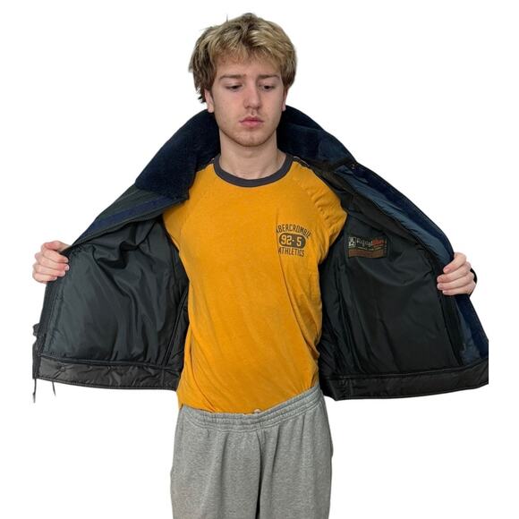 Vintage Refrigiwear navy jacket faux fur collar size XL style 56 - Picture 6 of 16